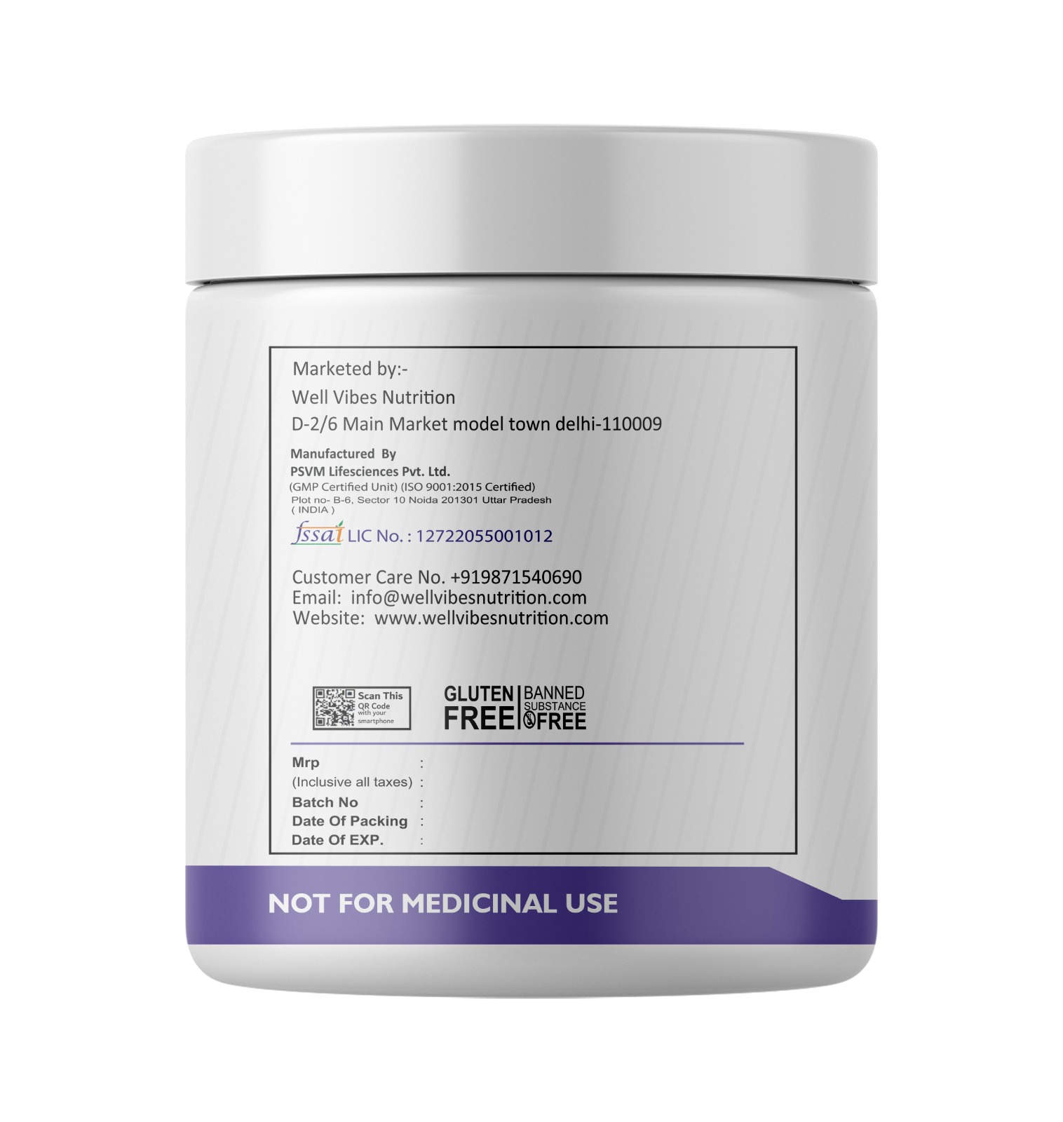 Well Vibes Nutrition Creatine Monohydrate 250g - Image 3