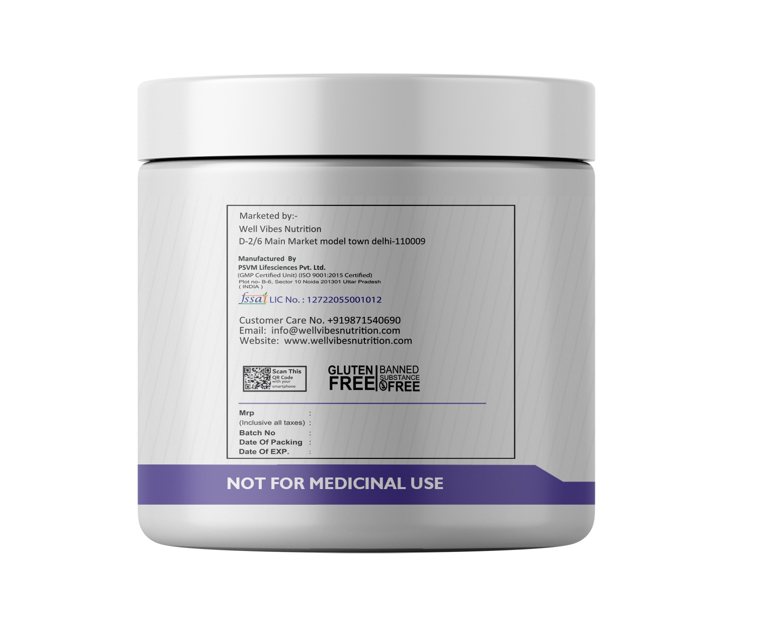 Well Vibes Nutrition Creatine Monohydrate 100g - Image 3